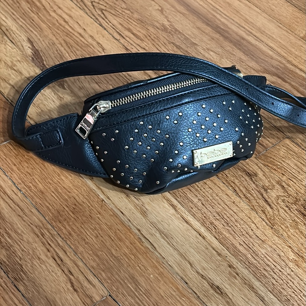 BEBE Los Angelos Black Studded Adjustable Belted Waist Bag Fanny Pack Y2K - Picture 5 of 8